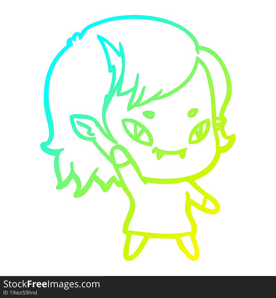 cold gradient line drawing cartoon friendly vampire girl