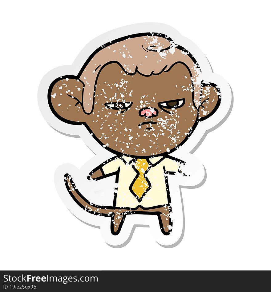 distressed sticker of a cartoon monkey