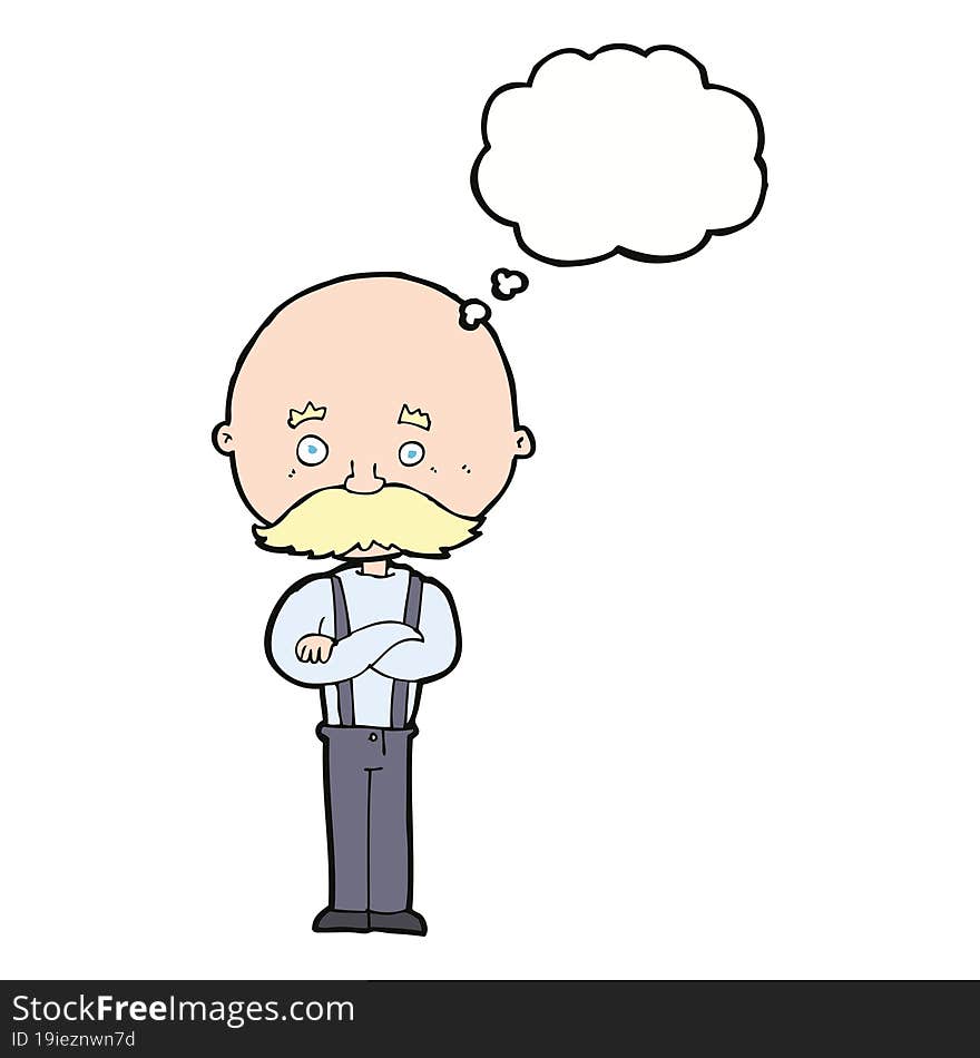 cartoon grandfather with thought bubble