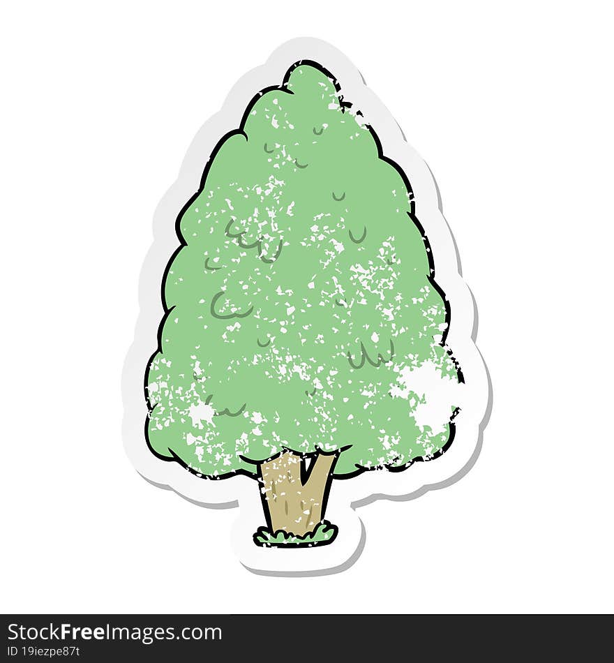 distressed sticker of a cartoon tall tree