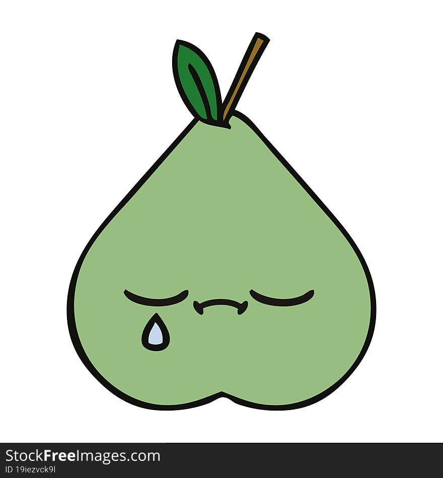 cute cartoon of a green pear. cute cartoon of a green pear