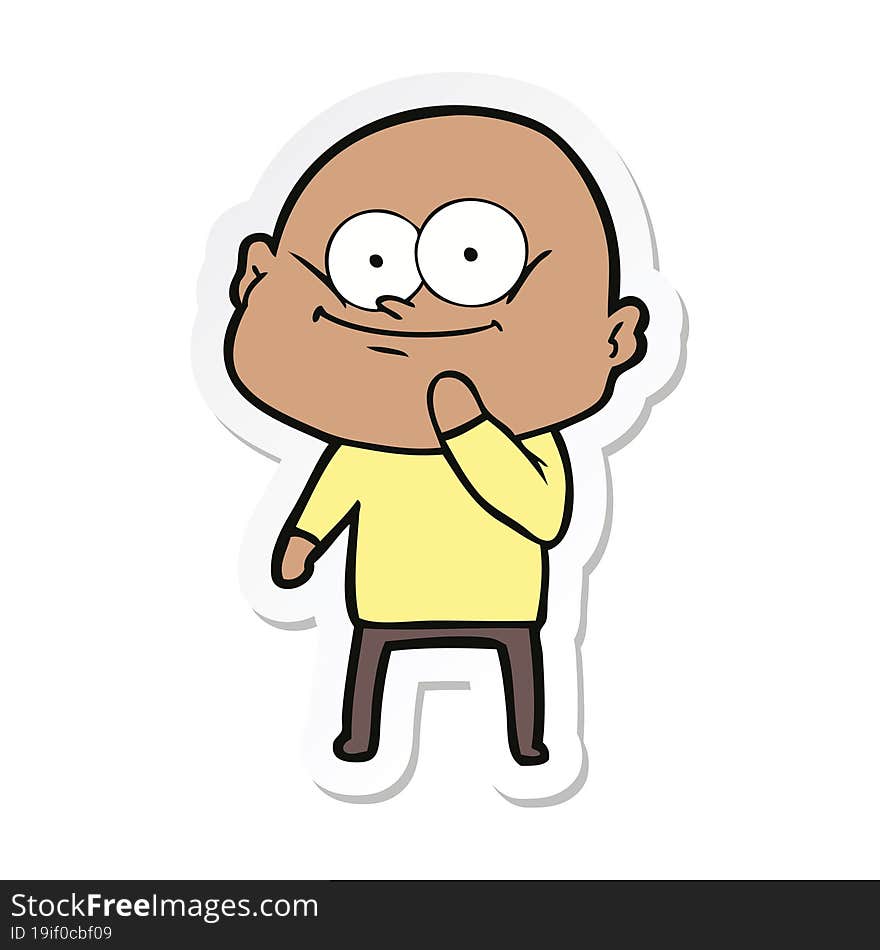 sticker of a cartoon bald man staring