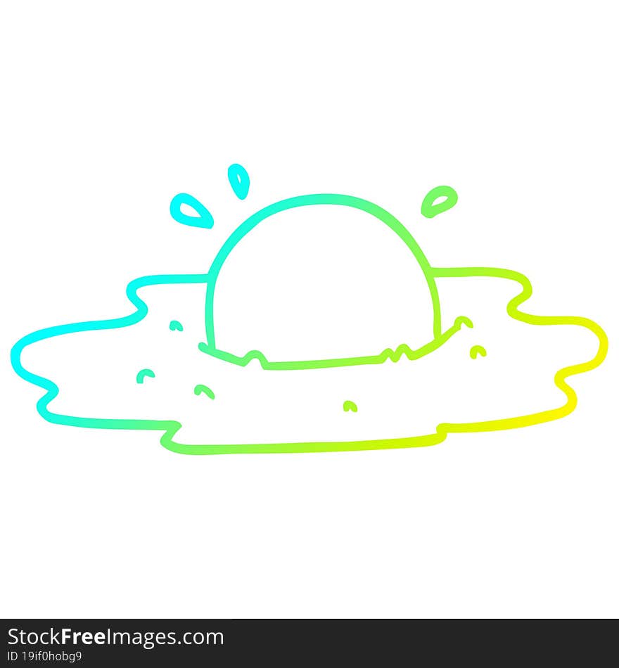 Cold Gradient Line Drawing Cartoon Fried Egg