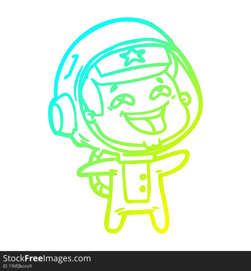 cold gradient line drawing cartoon laughing astronaut