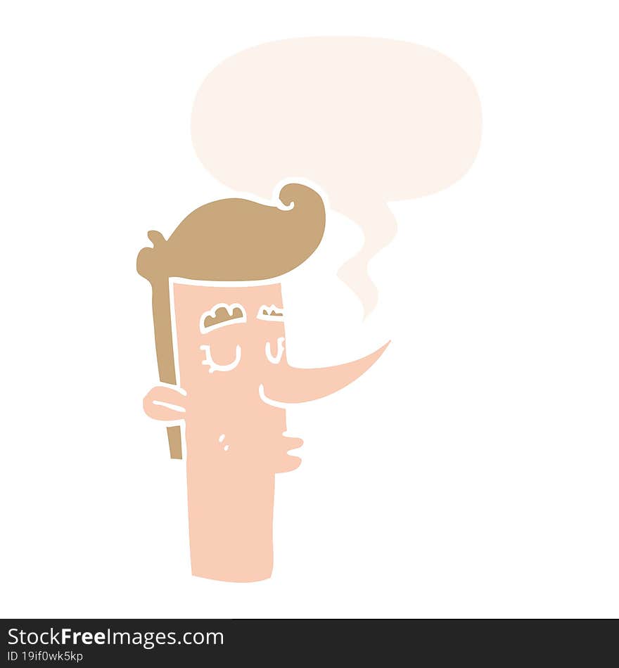 Cartoon Arrogant Man And Speech Bubble In Retro Style