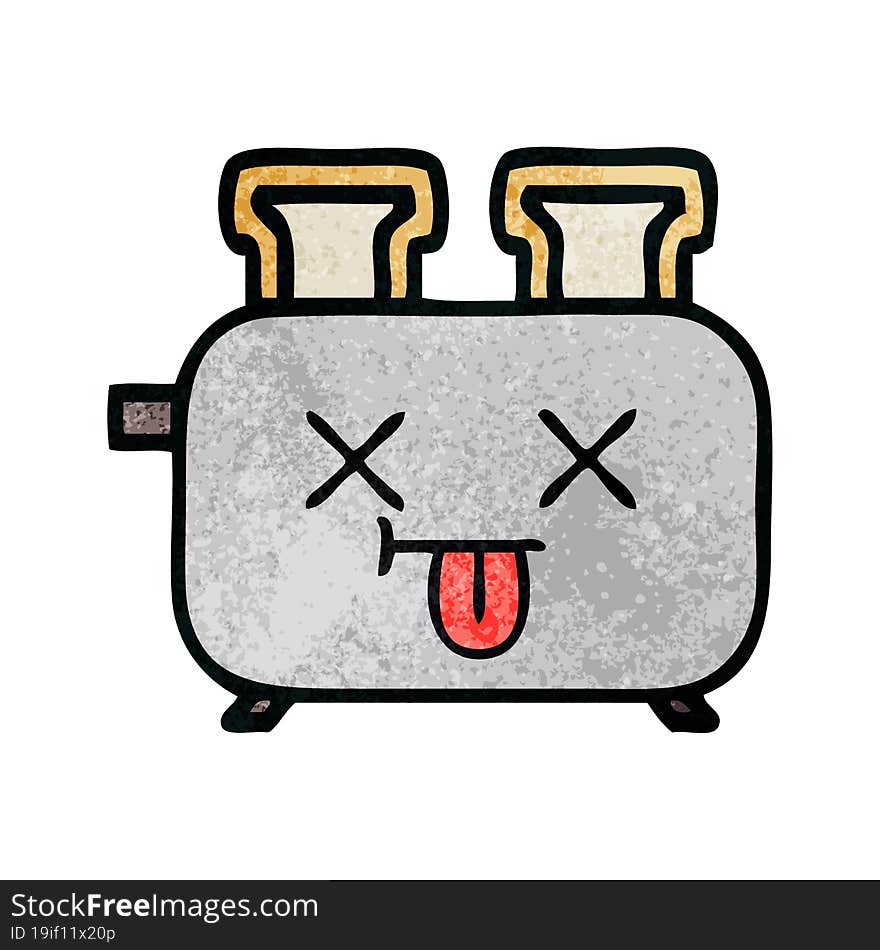 retro grunge texture cartoon of a of a toaster