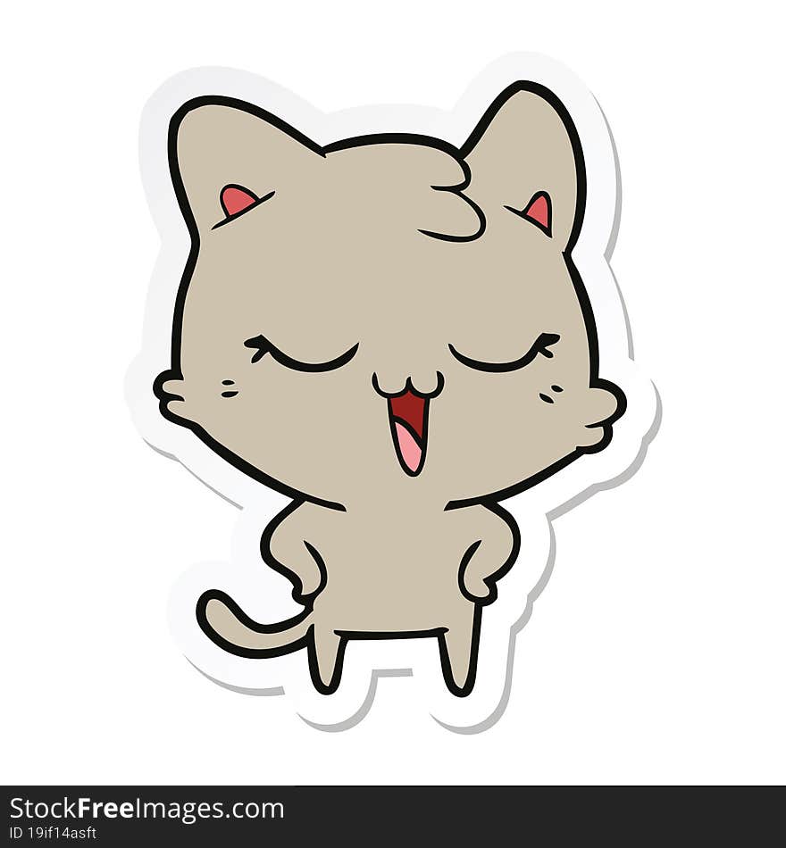 sticker of a happy cartoon cat