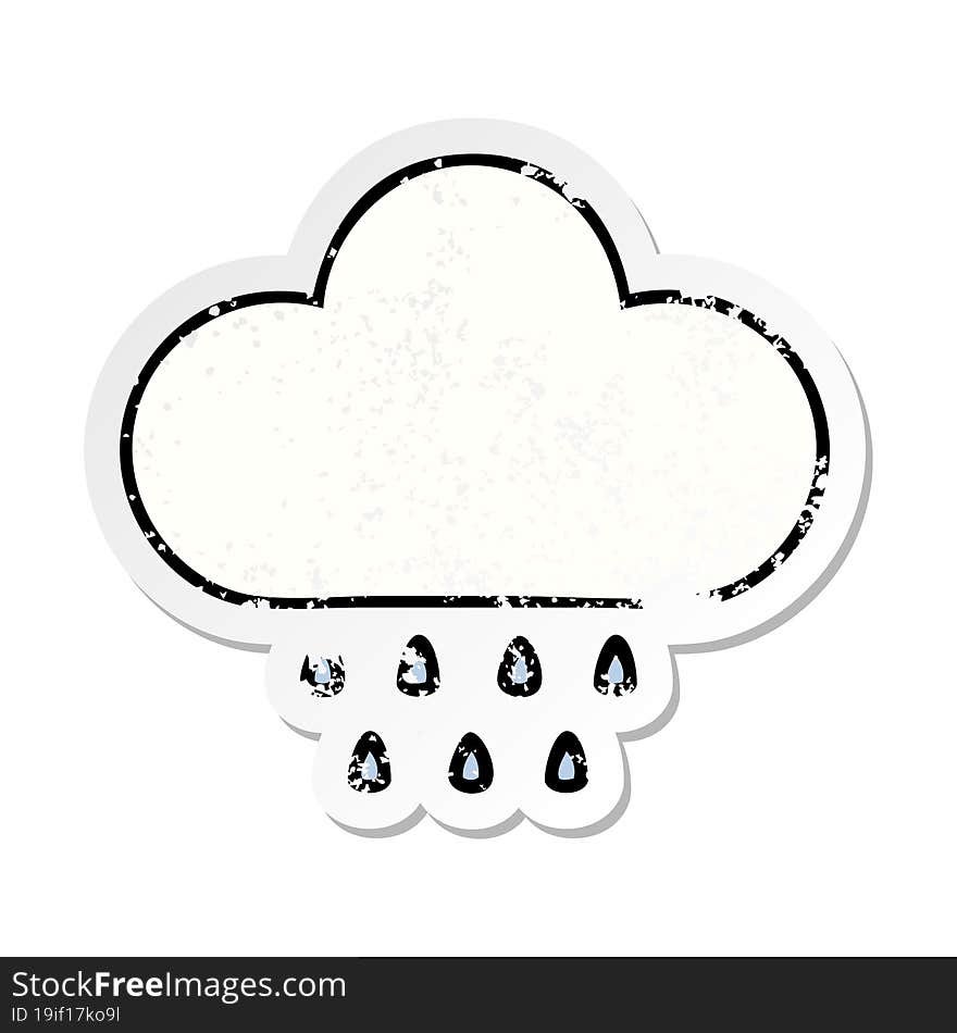 Distressed Sticker Of A Cute Cartoon Rain Cloud