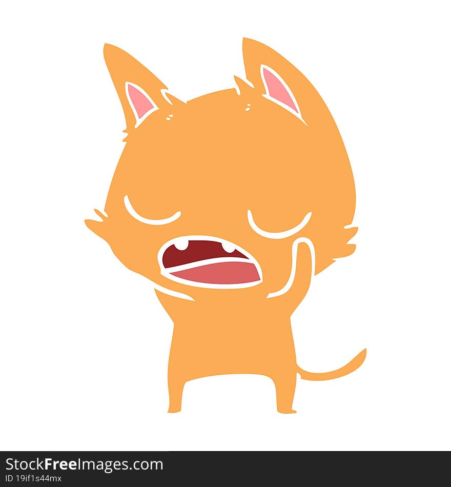 talking cat flat color style cartoon