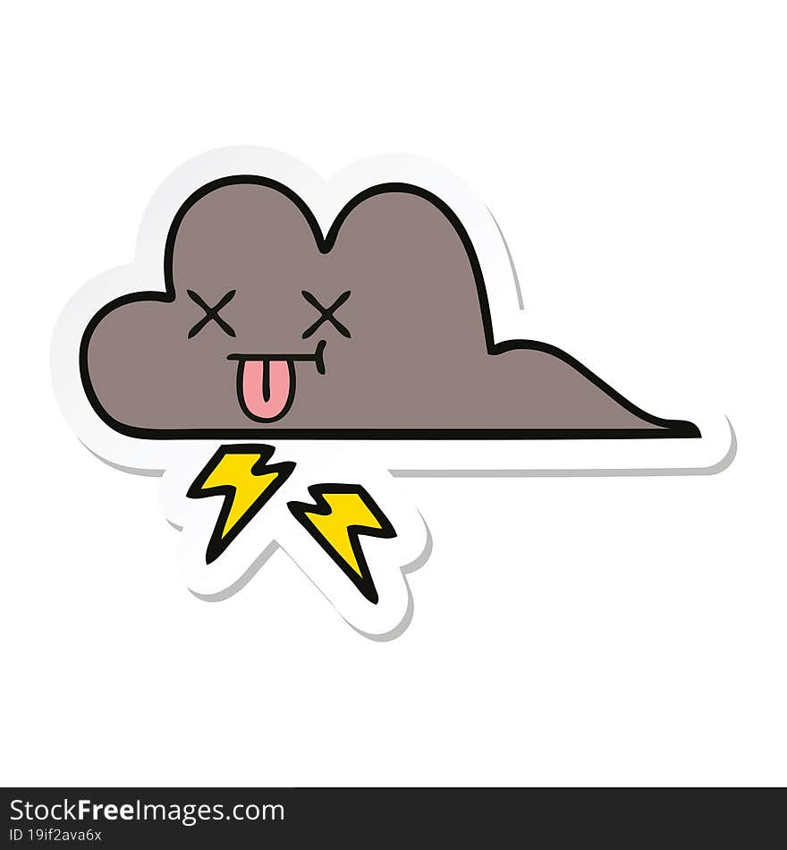 Sticker Of A Cute Cartoon Storm Cloud