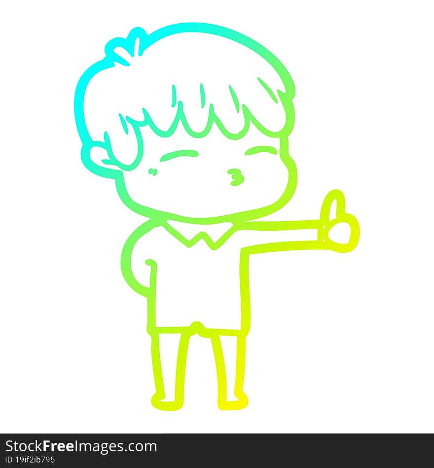 cold gradient line drawing cartoon curious boy