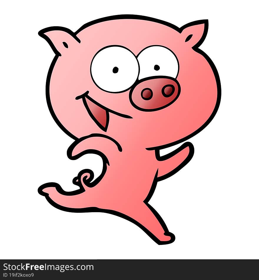 cheerful running pig cartoon. cheerful running pig cartoon