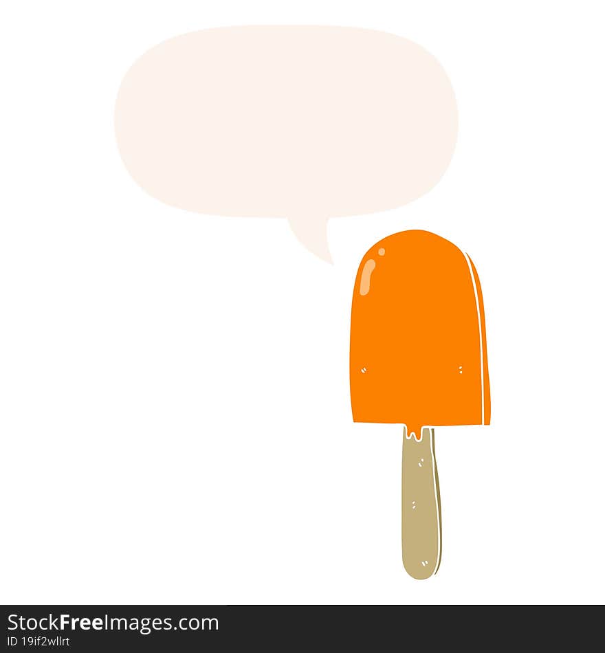 cartoon lollipop and speech bubble in retro style