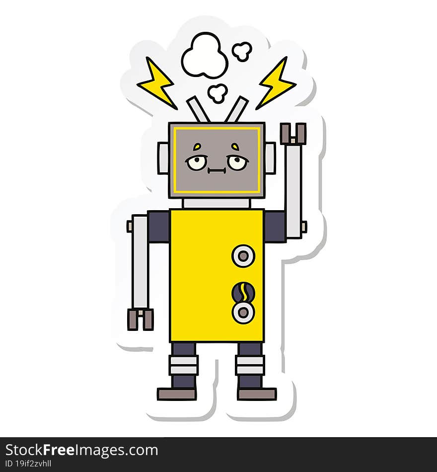 sticker of a cute cartoon robot