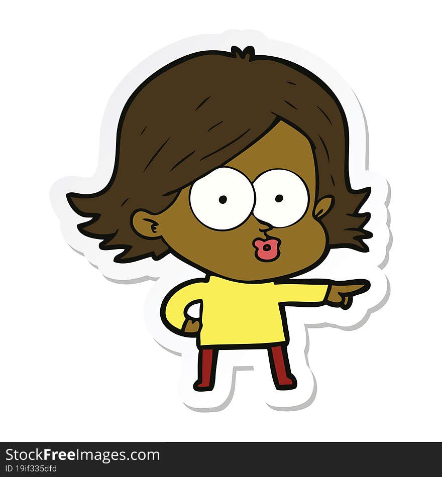 sticker of a cartoon girl pouting