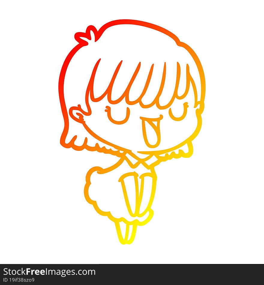 warm gradient line drawing of a cartoon woman