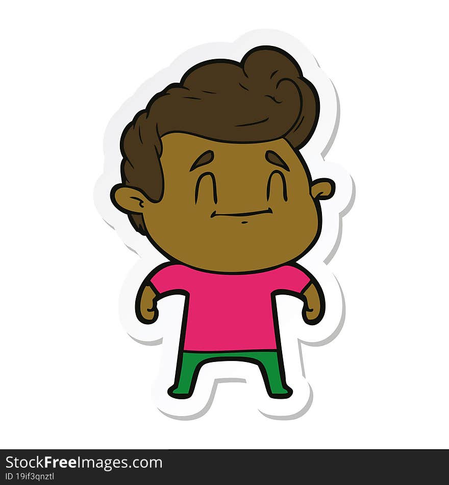 Sticker Of A Happy Cartoon Man