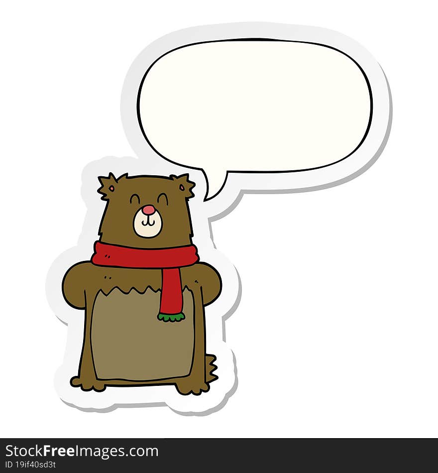 Cartoon Bear And Speech Bubble Sticker