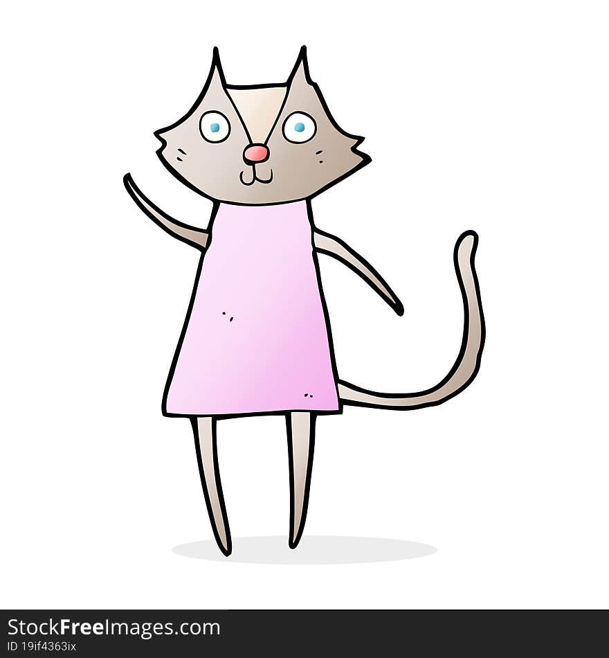 Cute Cartoon Cat Waving