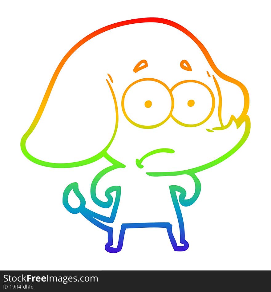 rainbow gradient line drawing cartoon unsure elephant