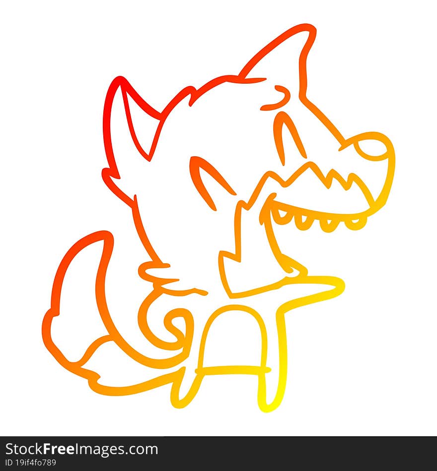 warm gradient line drawing laughing fox cartoon