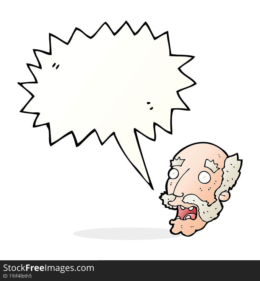 cartoon shocked old man with speech bubble