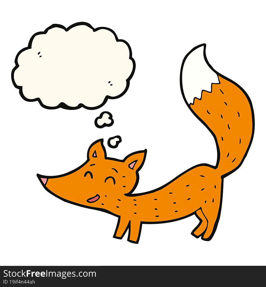 cartoon little fox with thought bubble