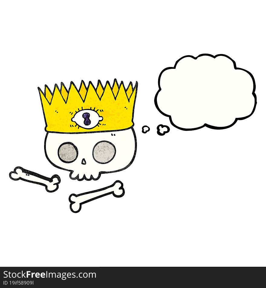 thought bubble textured cartoon magic crown on old skull