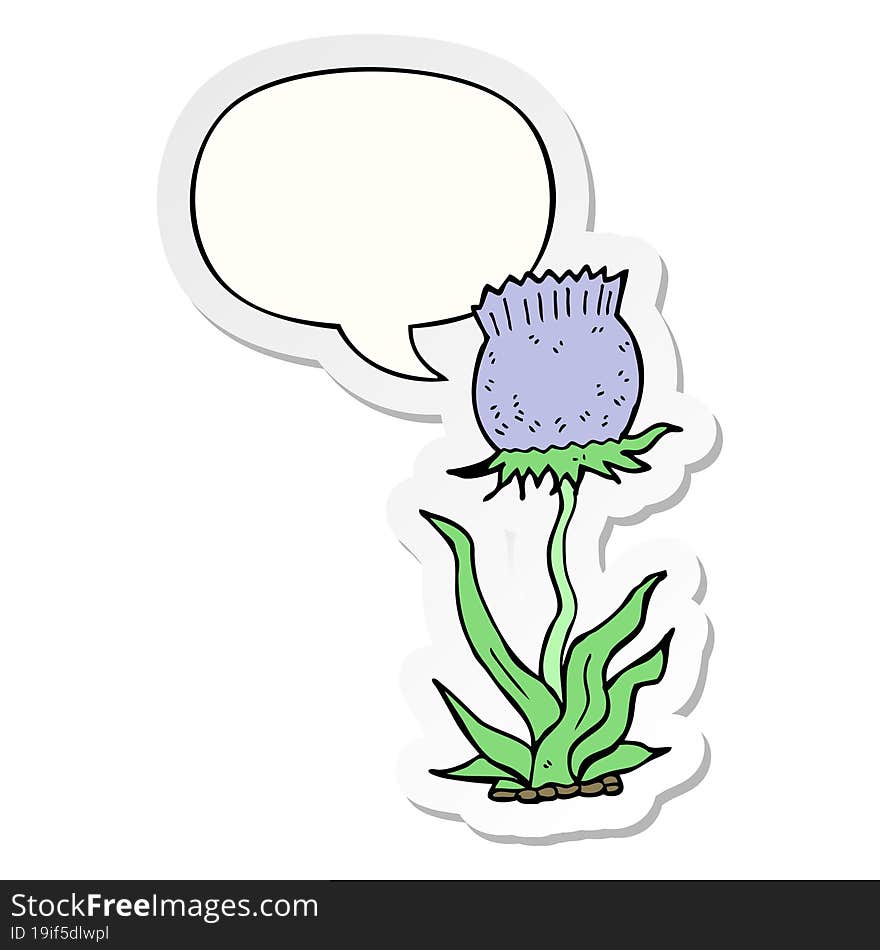 cartoon wild flower with speech bubble sticker