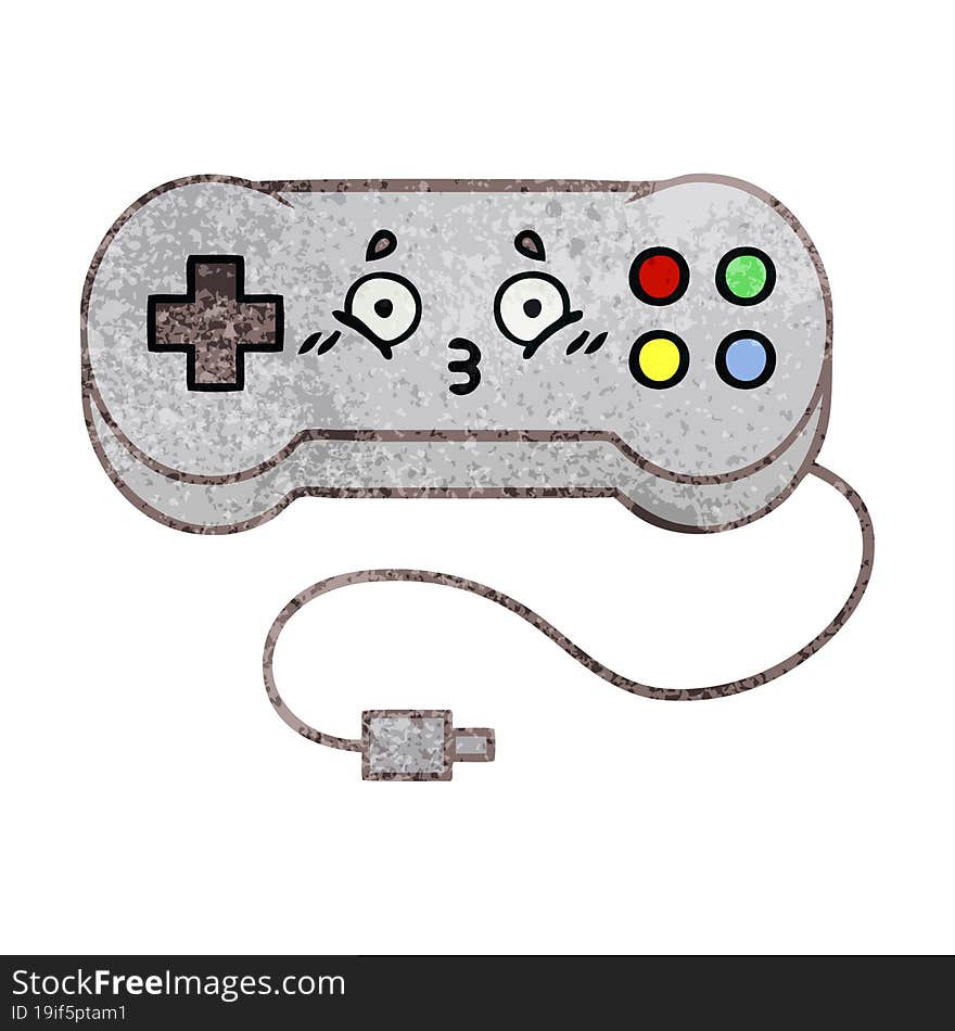 retro grunge texture cartoon of a game controller