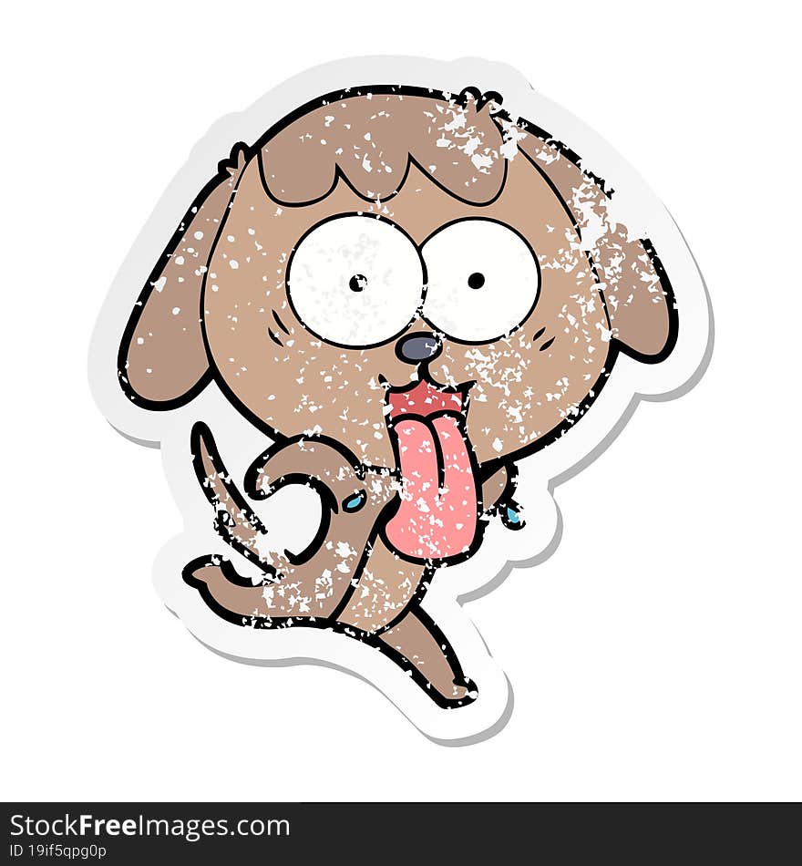 distressed sticker of a cute cartoon dog