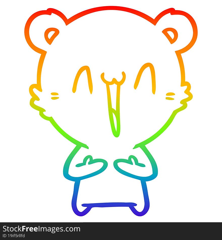 rainbow gradient line drawing happy polar bear cartoon