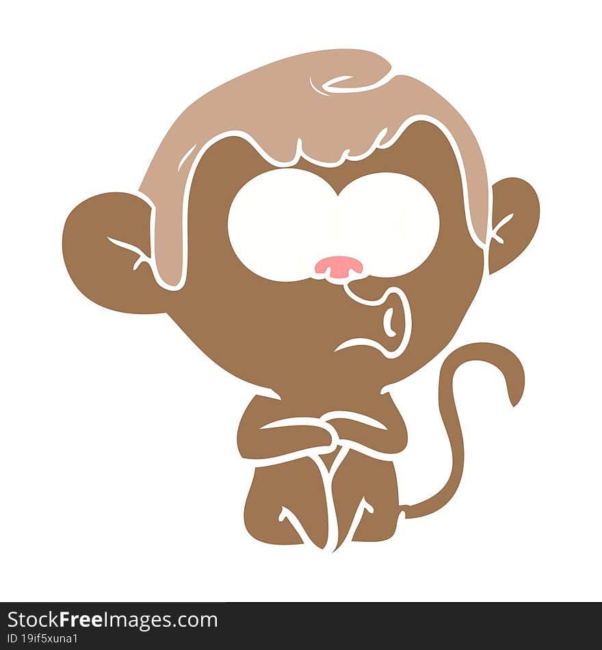 flat color style cartoon hooting monkey