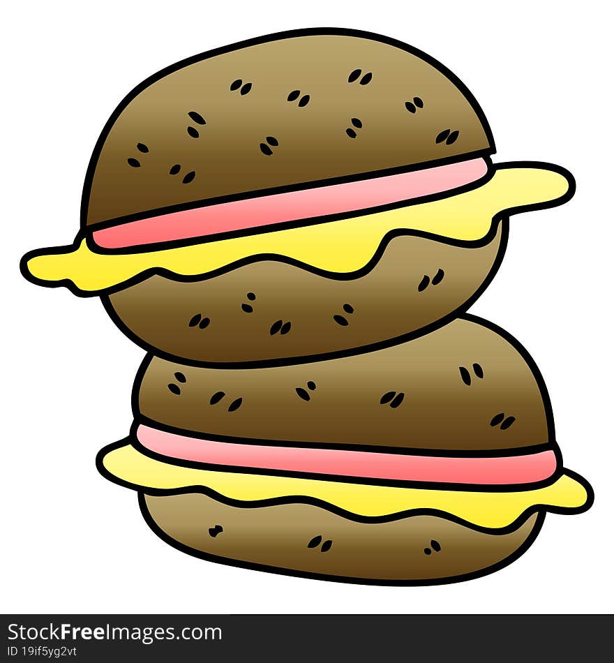 Quirky Gradient Shaded Cartoon Sandwich