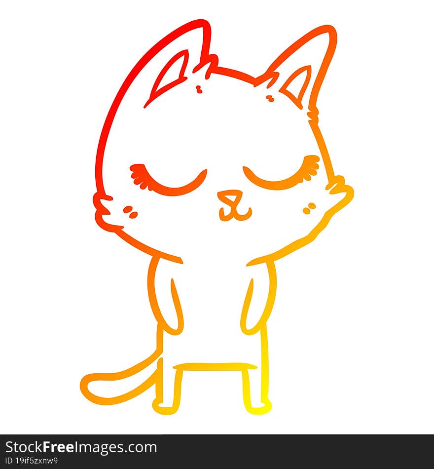 warm gradient line drawing calm cartoon cat