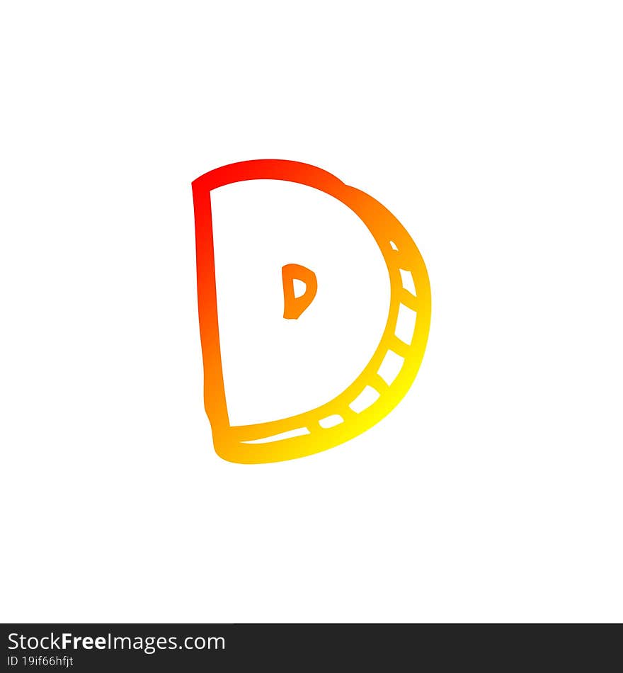 warm gradient line drawing of a cartoon letter d