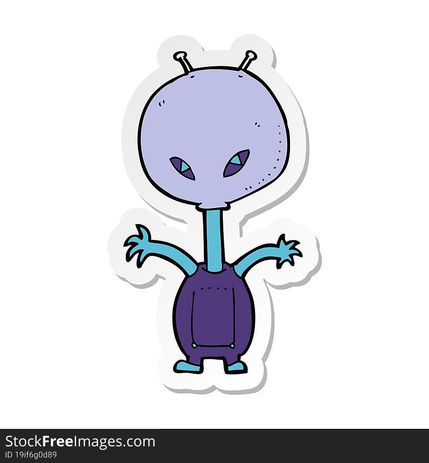 sticker of a cartoon space alien