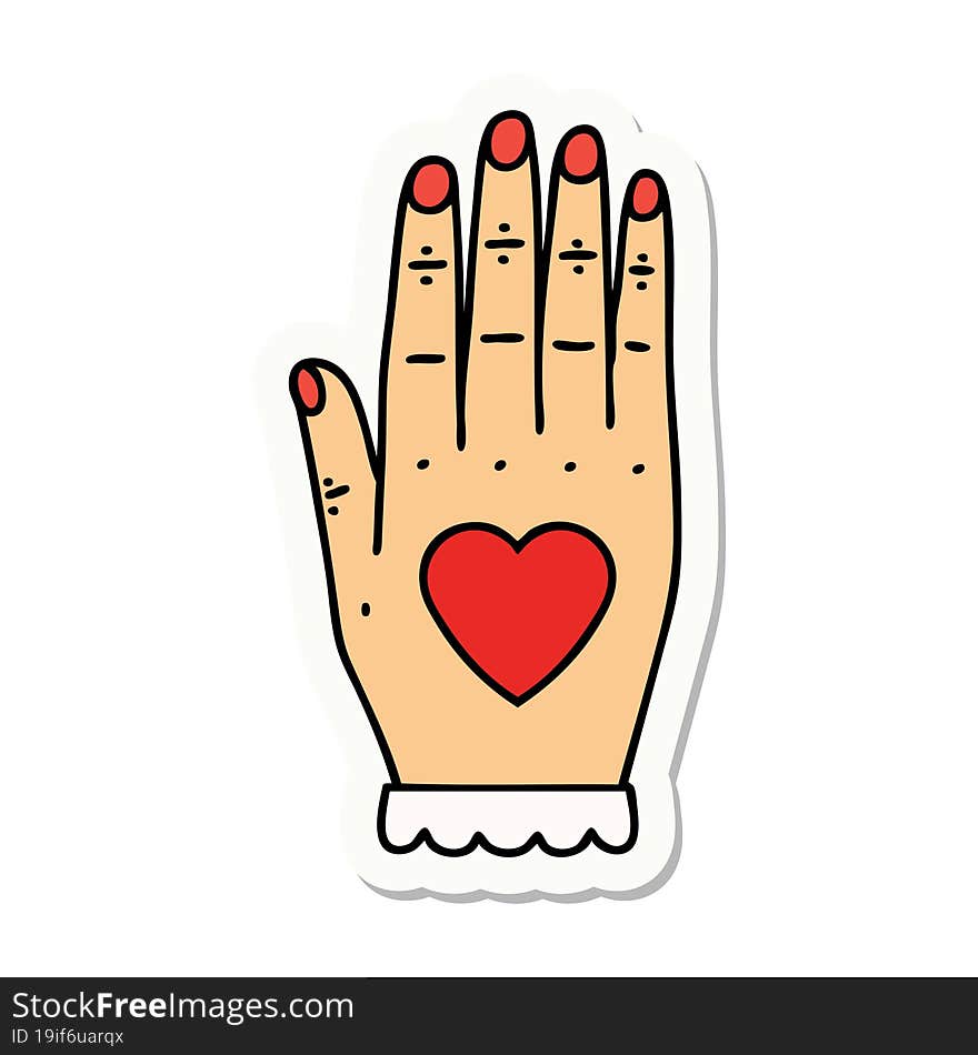 sticker of tattoo in traditional style of a hand. sticker of tattoo in traditional style of a hand