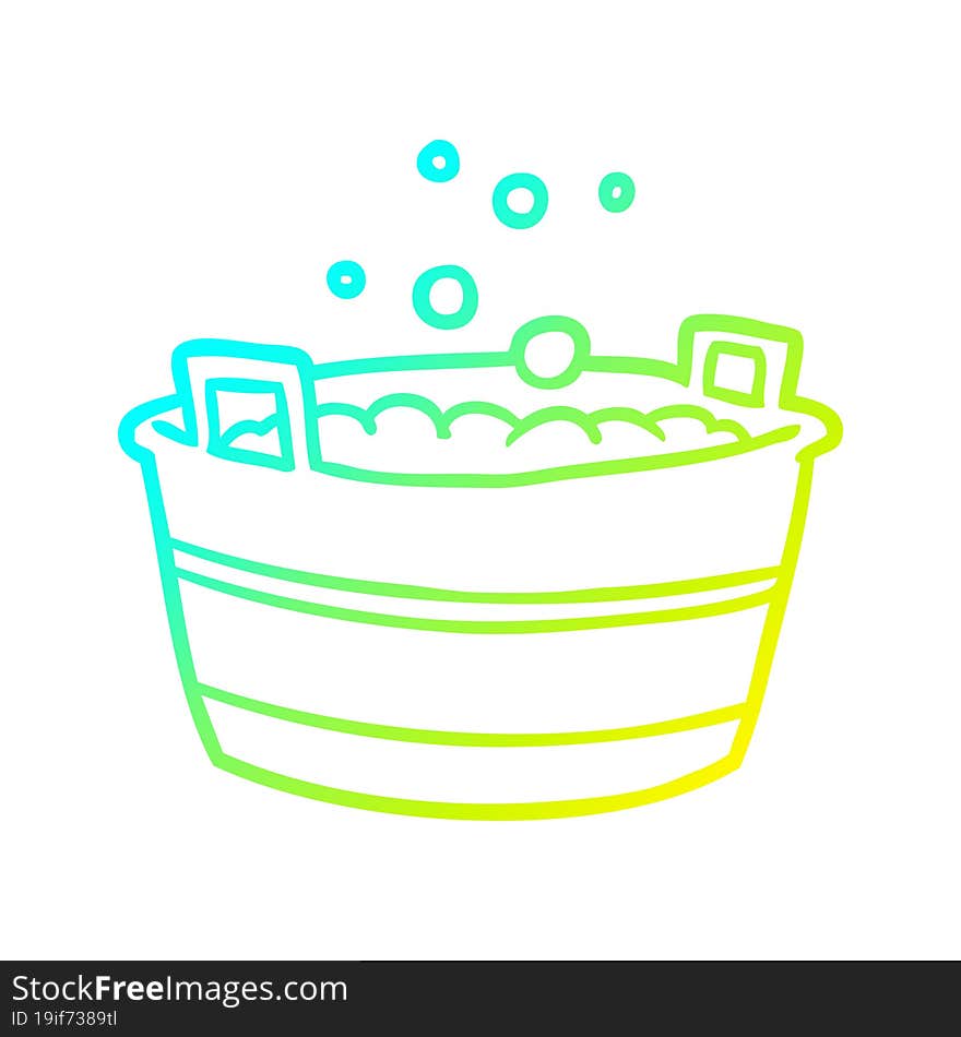 cold gradient line drawing of a old tin bath full of water