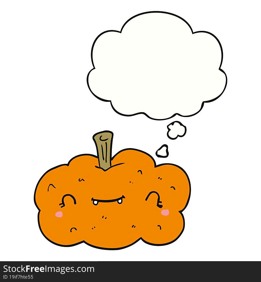 Cartoon Pumpkin And Thought Bubble