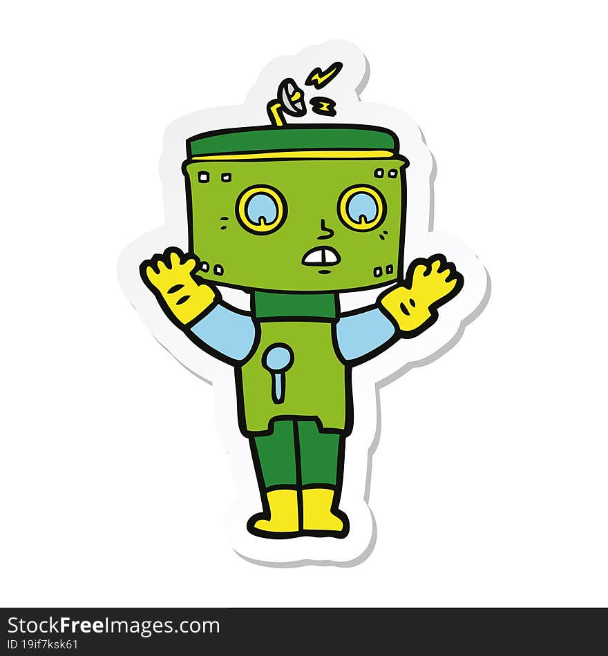 sticker of a cartoon robot