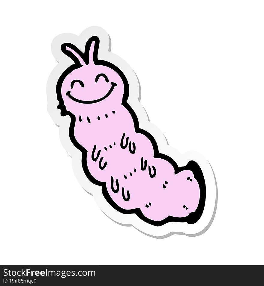 sticker of a cartoon caterpillar