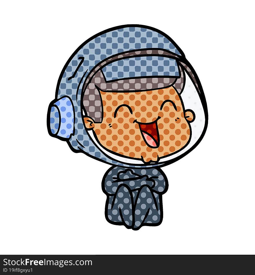 happy cartoon astronaut. happy cartoon astronaut