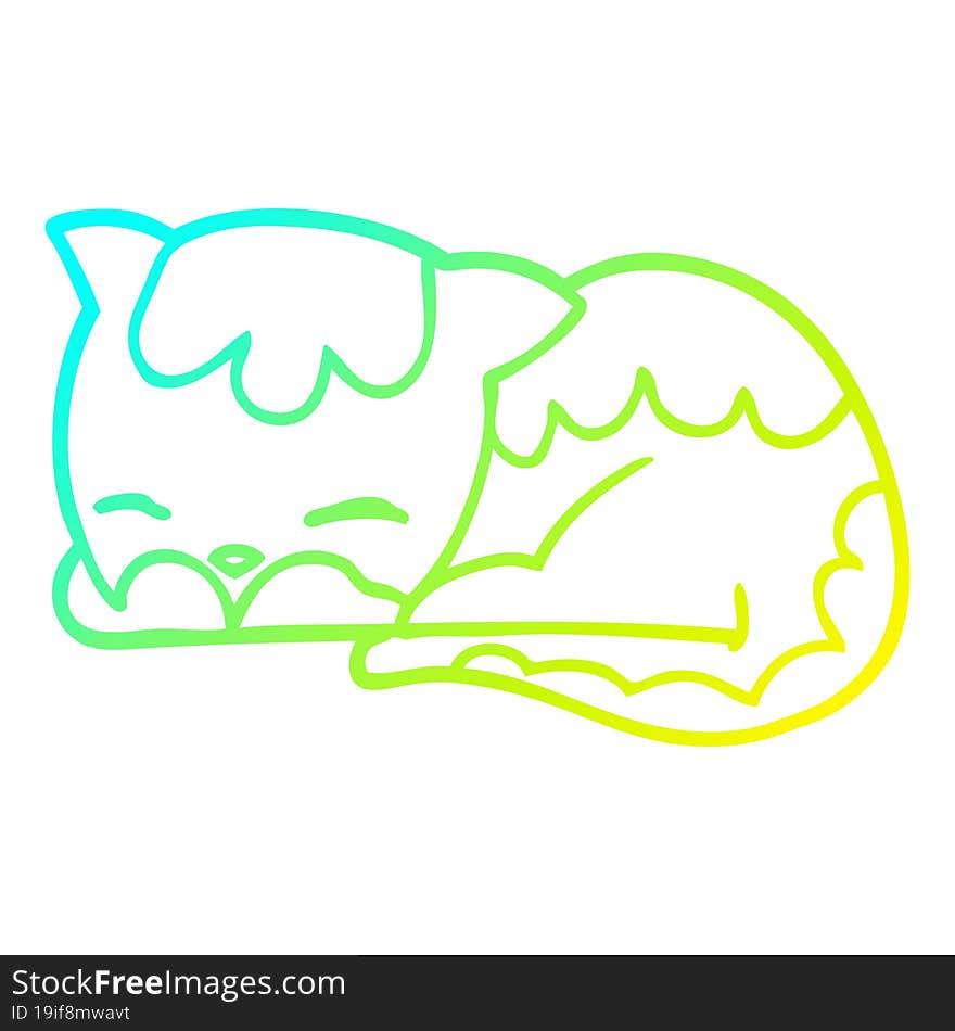 cold gradient line drawing cartoon cat sleeping