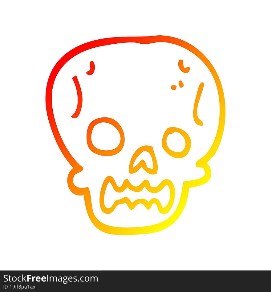 warm gradient line drawing cartoon halloween skull