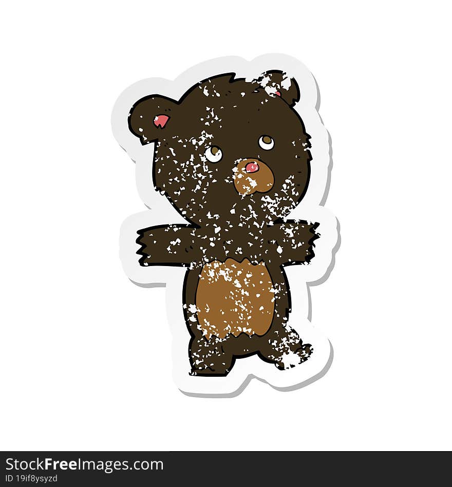 Retro Distressed Sticker Of A Cartoon Cute Black Bear