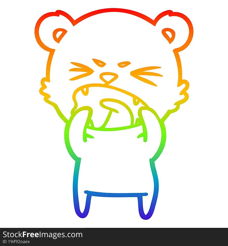 rainbow gradient line drawing angry cartoon bear