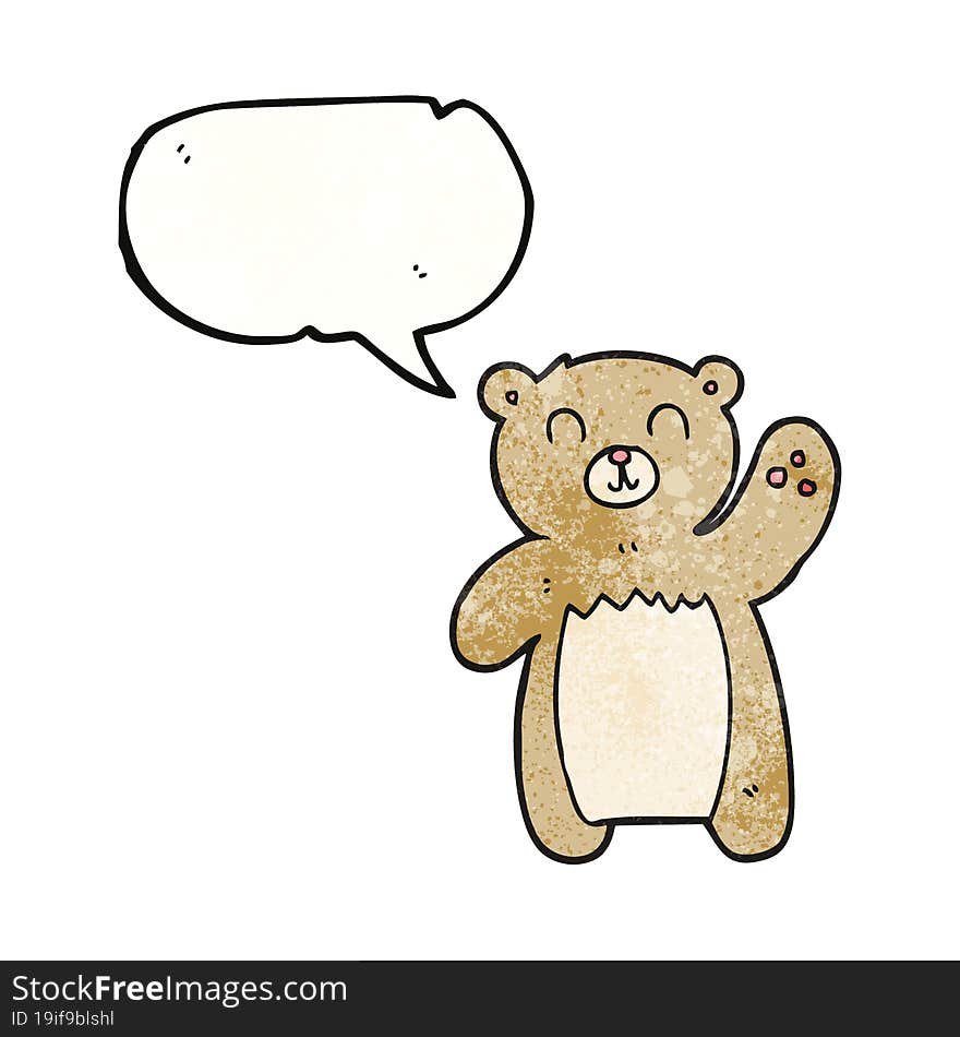 freehand speech bubble textured cartoon teddy bear