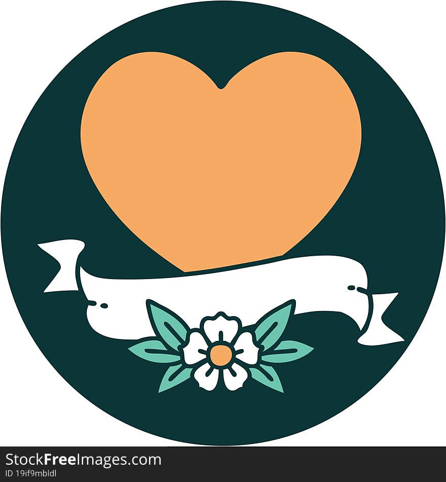 Tattoo Style Icon Of A Heart And Banner