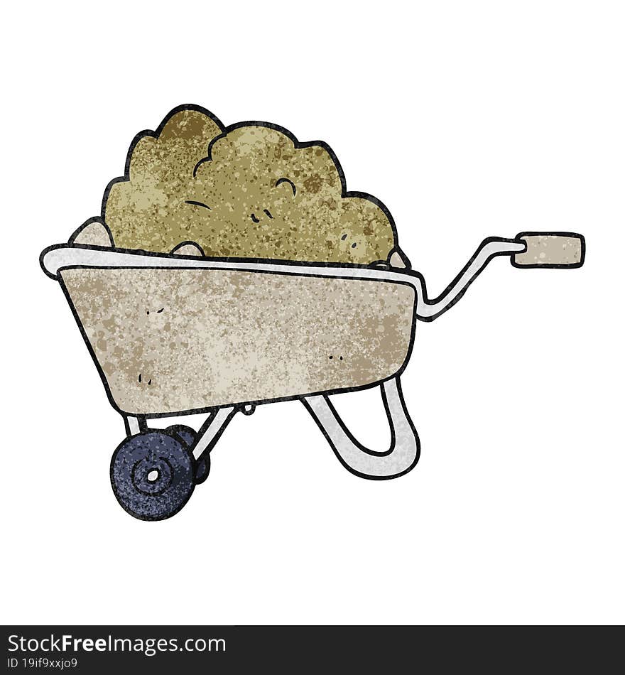 Textured Cartoon Wheelbarrow Full Of Dirt